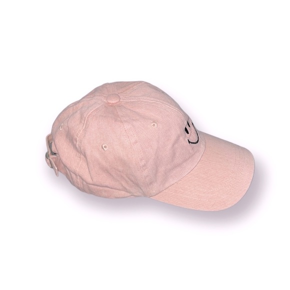 Cotton Candy Pink Smiley Face Adjustable Hat For Men/Women-Polo Style Visor Cap - Picture 3 of 4